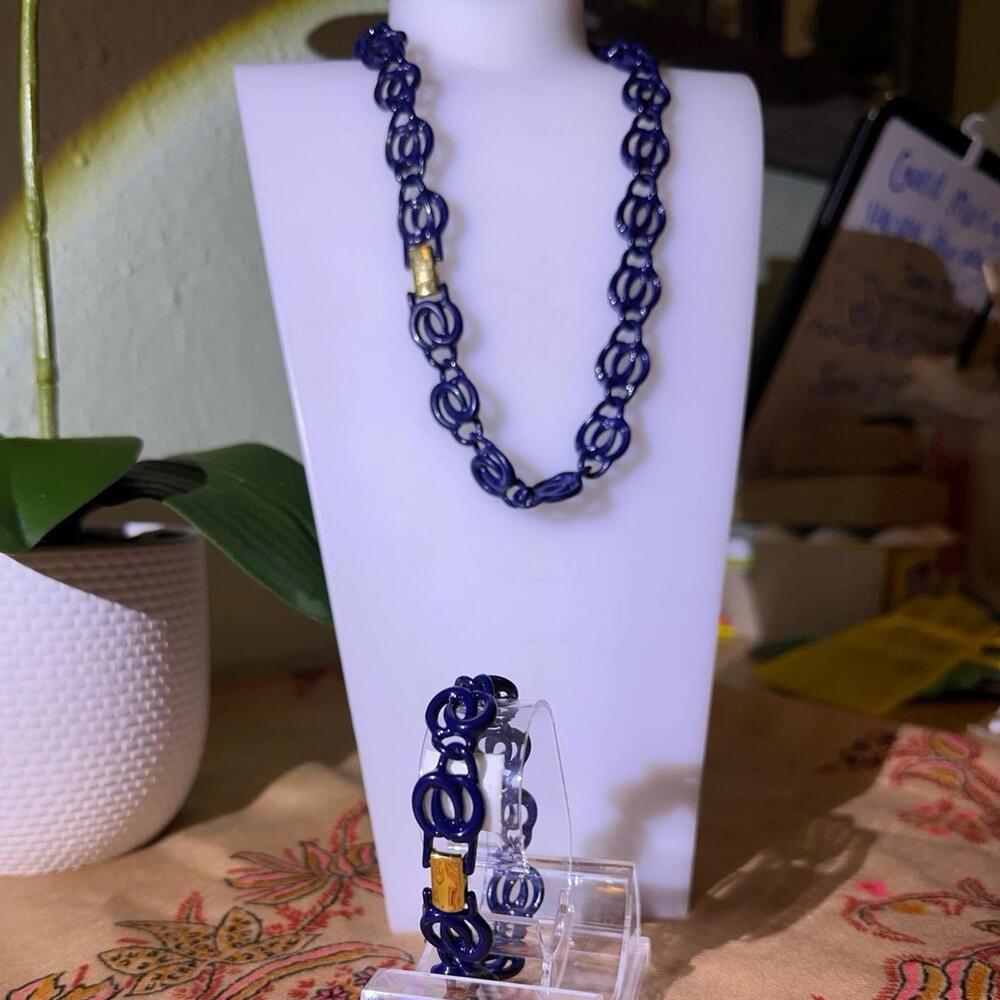Vintage NAPIER Enamel Necklace & Bracelet Set